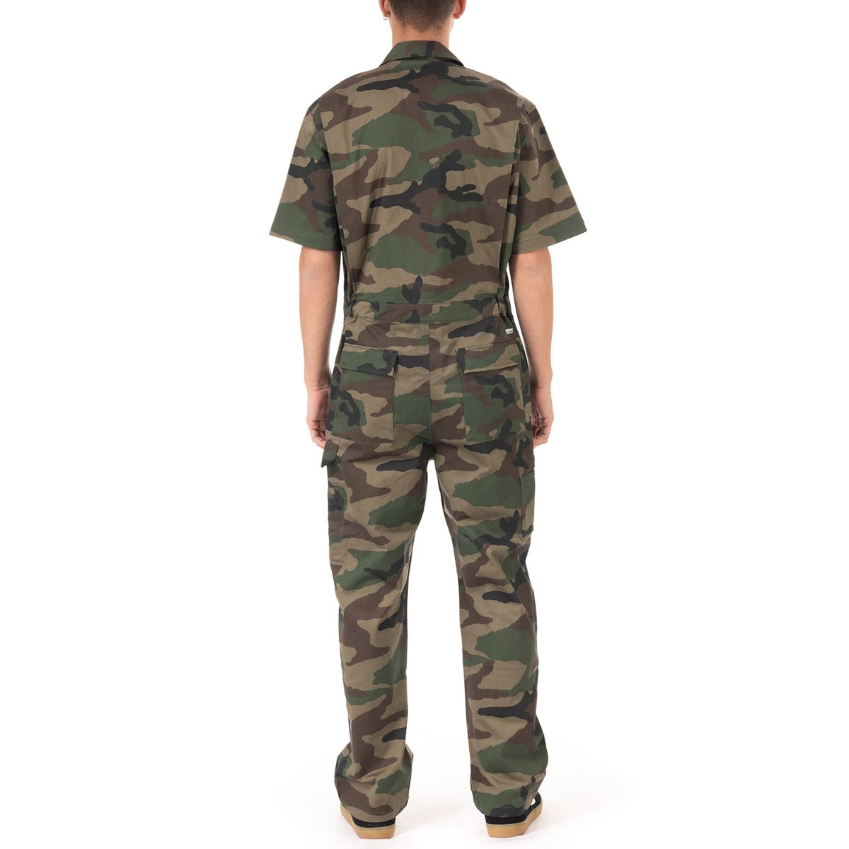Pro Club Men's Workwear Mechanic's Short Sleeve Coverall - Woodland Camo