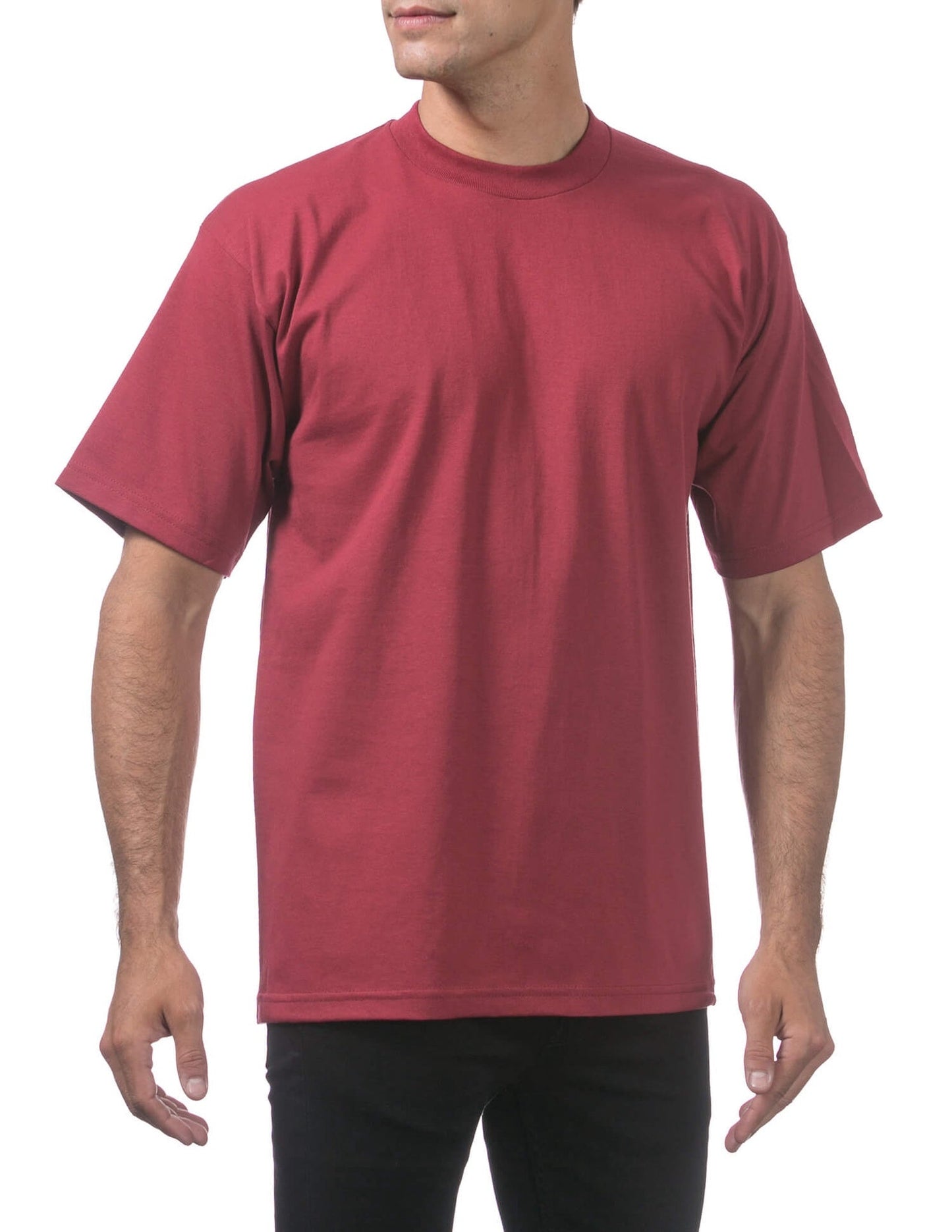 Pro Club Men's Heavyweight Short Sleeve Tee - BURGUNDY