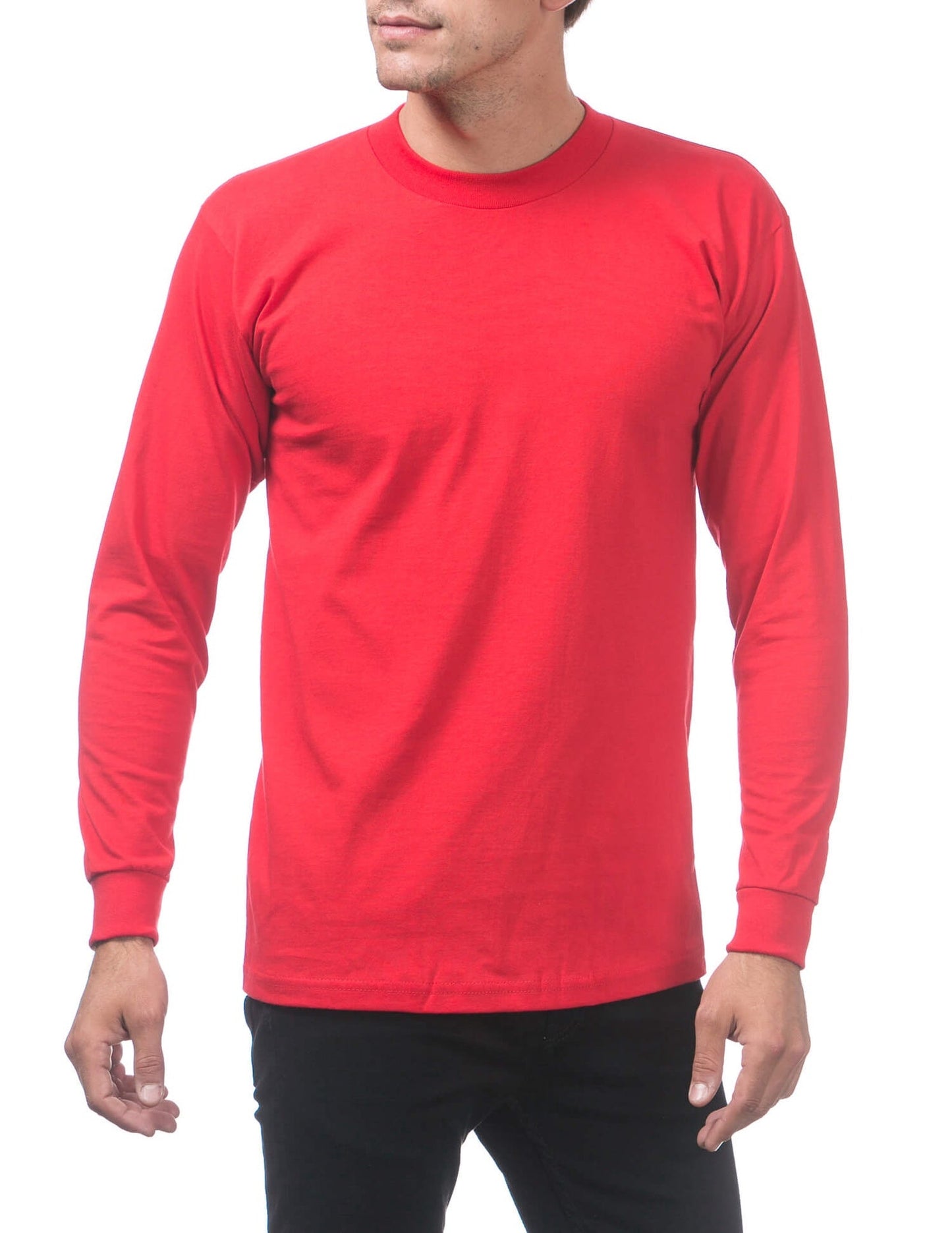 Pro Club Heavyweight Cotton Long Sleeve Crew Neck - RED