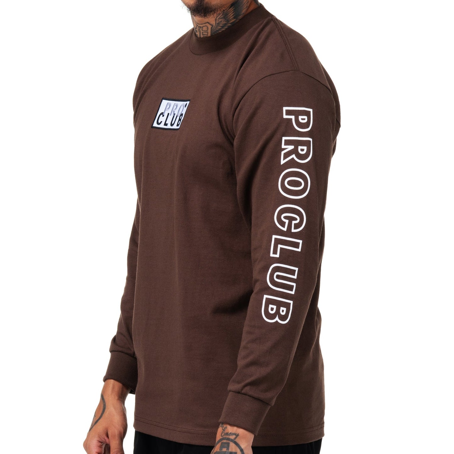 Embroidered Box Logo Long Sleeve Tee - Mens
