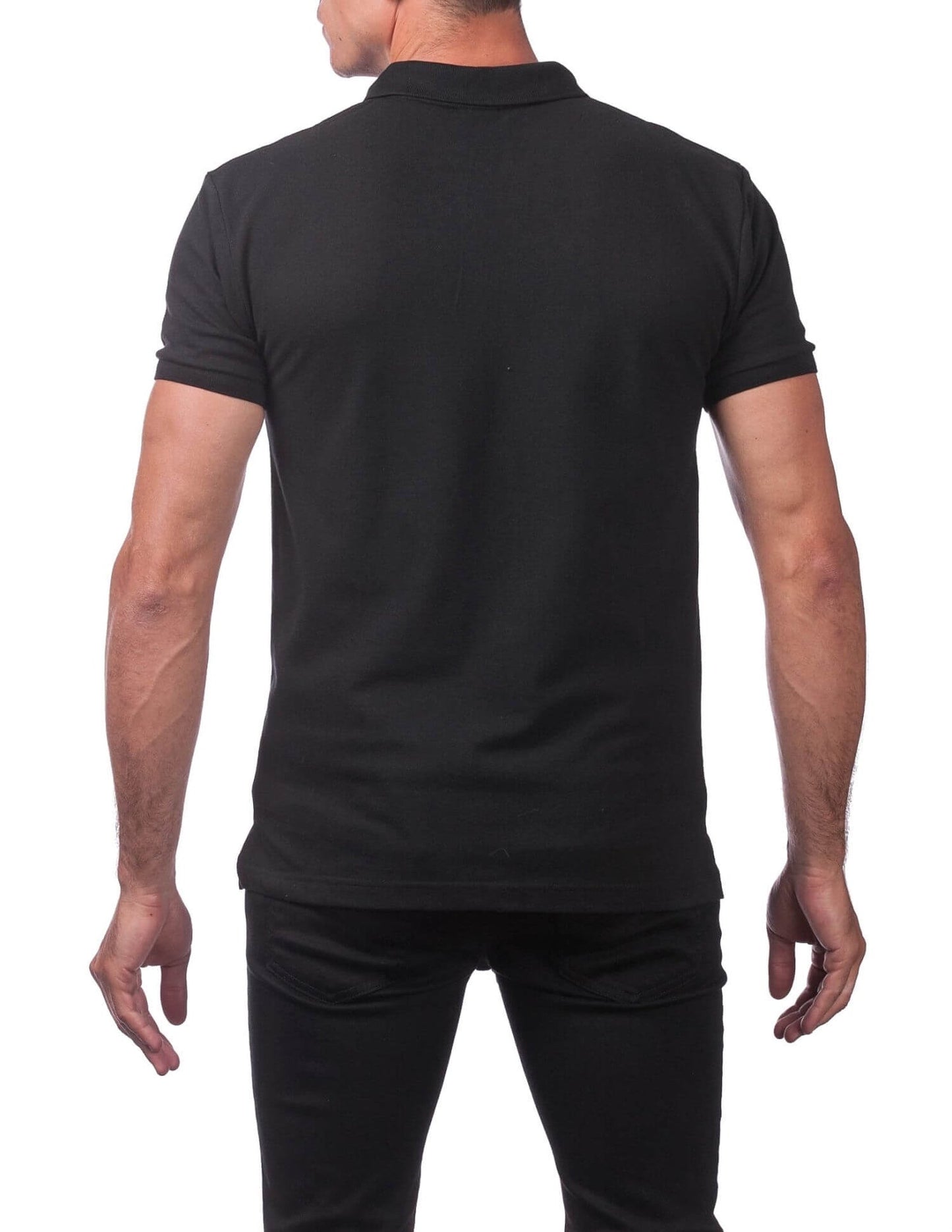 Pro Club Men's Pique Polo Cotton Short Sleeve Shirt - BLACK