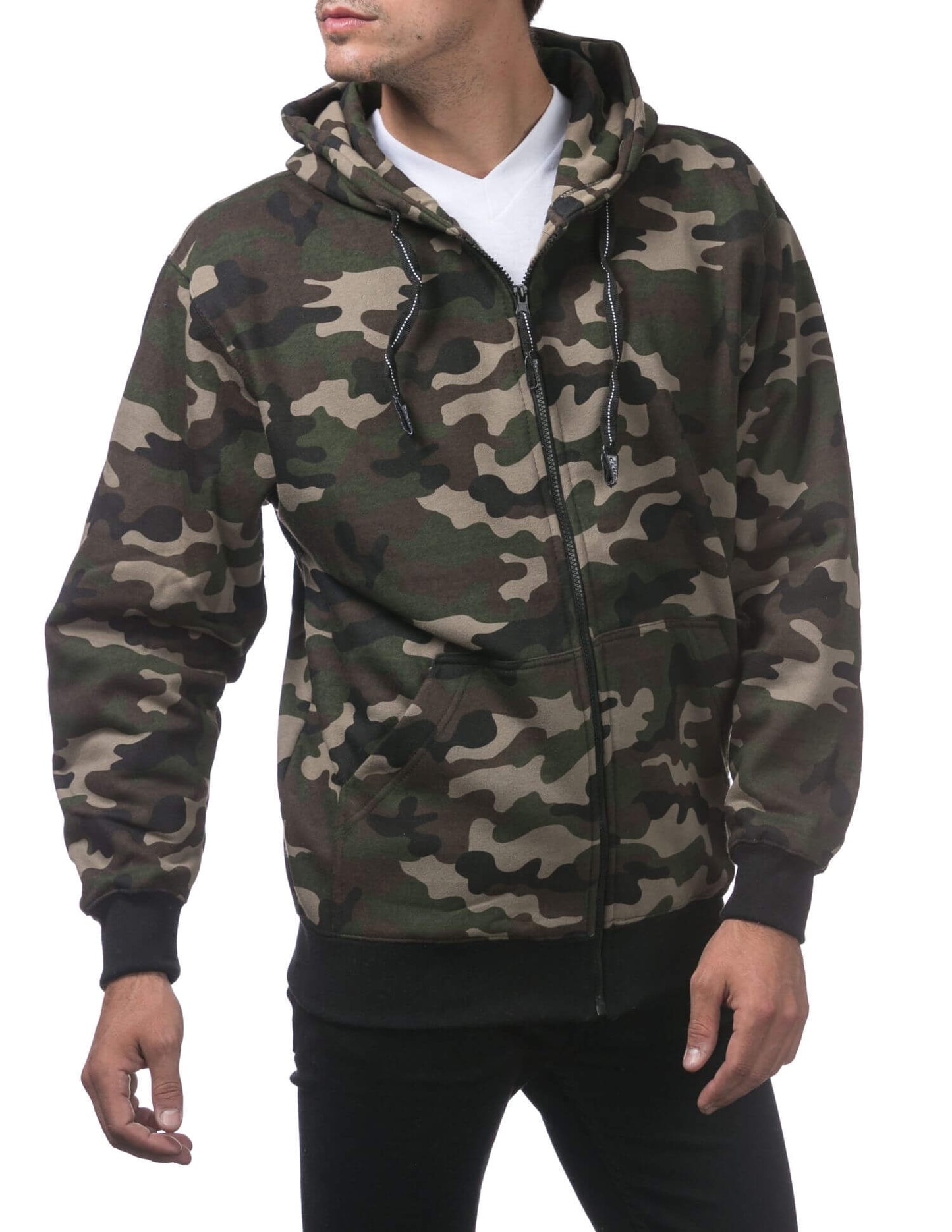Pro Club Heavyweight Full Zip Fleece Hoodie - Green Camo