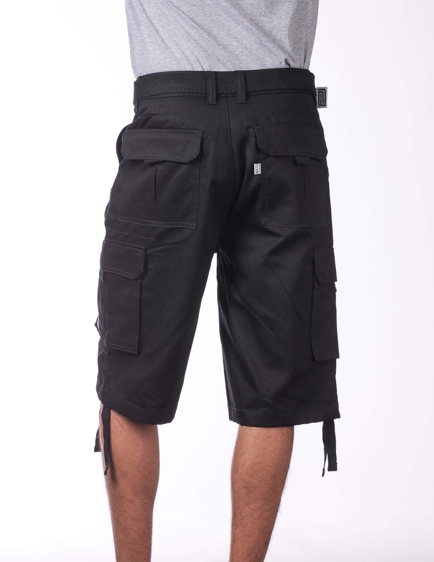 Pro Club Twill Cargo Shorts with Belt - BLACK