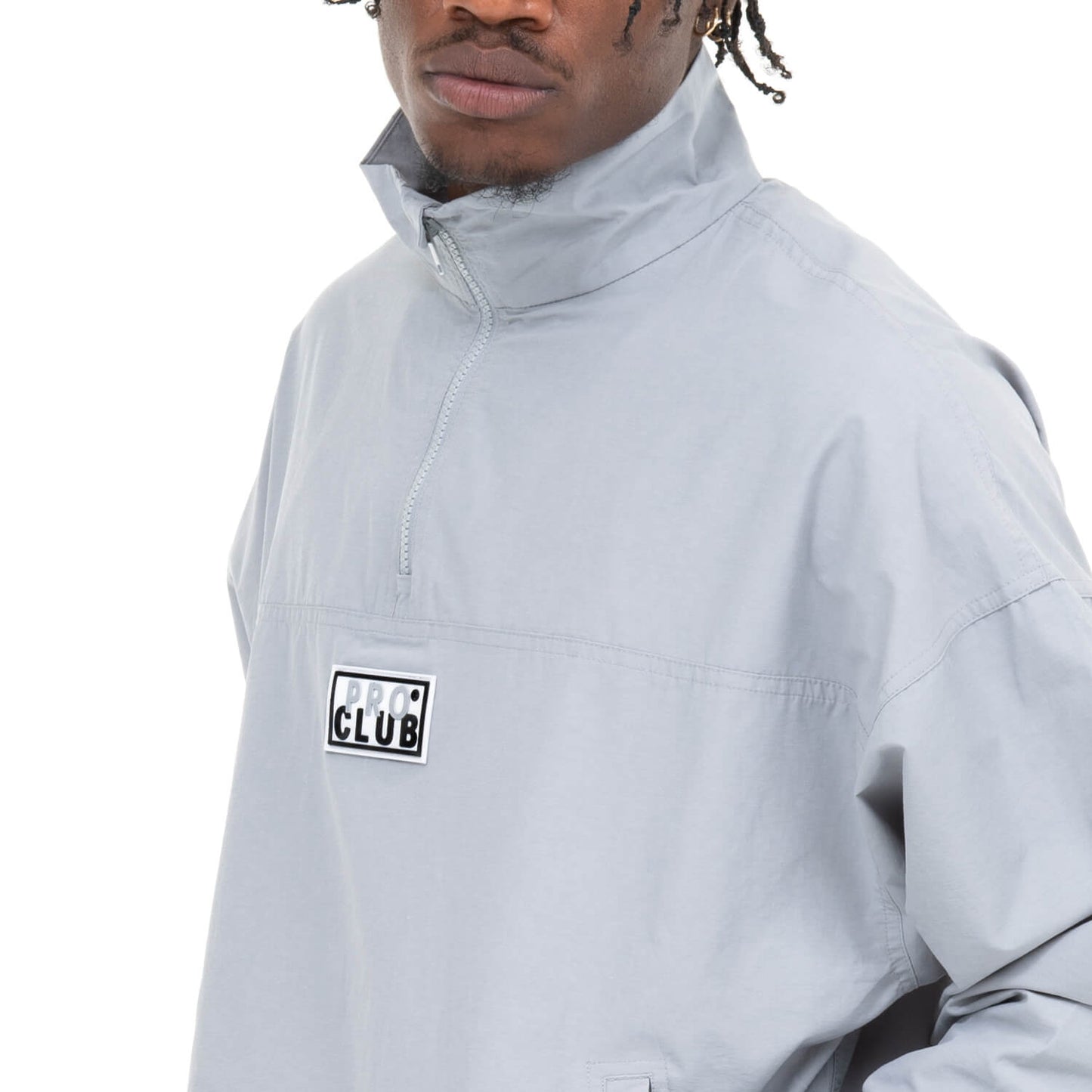Pro Club Men's Comfort Cotton/Nylon Half Zip Track Jacket - SILVER
