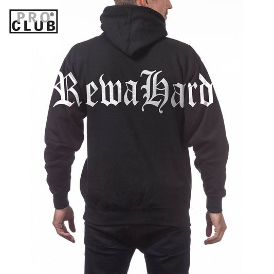 REWAHARD BACK SHOUDLER OLD ENGLISH Pro Club Heavyweight Pullover Hoodie (13oz)