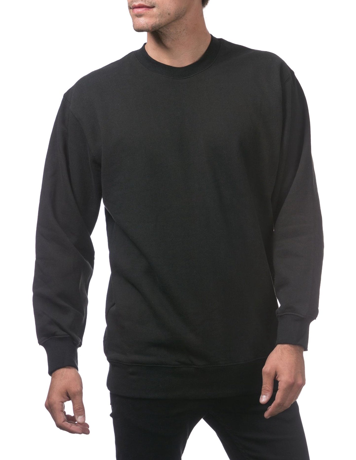 Pro Club Heavyweight Crew Neck Fleece Pullover Sweater (13oz) - BLACK