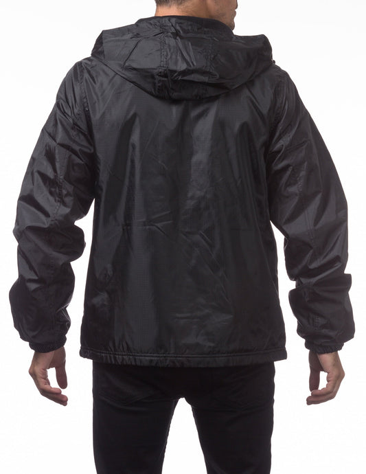 Pro Club Fleece Lined Windbreaker Jacket - BLACK