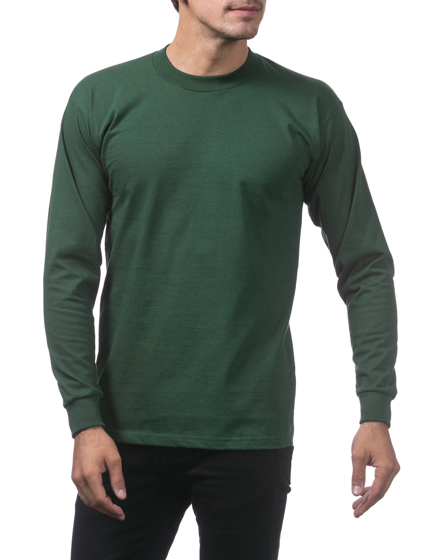 Pro Club Heavyweight Cotton Long Sleeve Crew Neck - FOREST GREEN