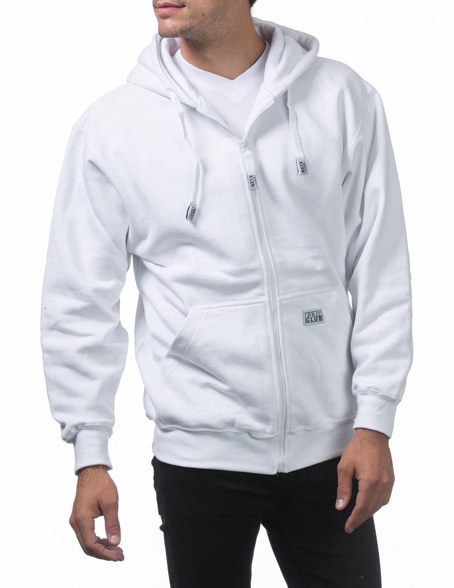 Pro Club Heavyweight Full Zip Fleece Hoodie - WHITE