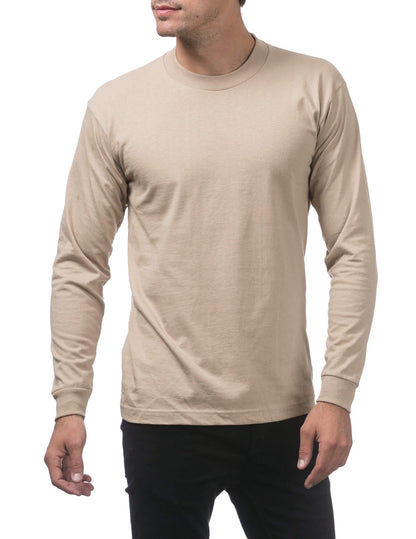 Pro Club Heavyweight Cotton Long Sleeve Crew Neck - KHAKI