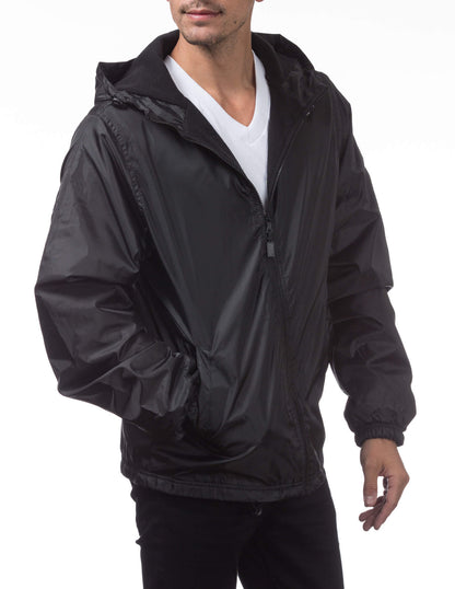 Pro Club Fleece Lined Windbreaker Jacket - BLACK