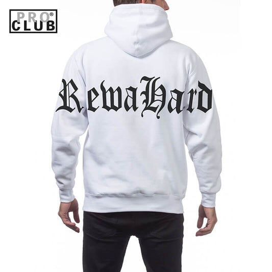 REWAHARD BACK SHOULDER OLD ENGLISH Pro Club Heavyweight Pullover Hoodie (13oz)