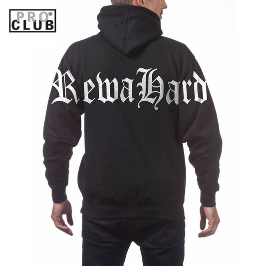 REWAHARD BACK SHOULDER OLD ENGLISH Pro Club Heavyweight Pullover Hoodie (13oz)