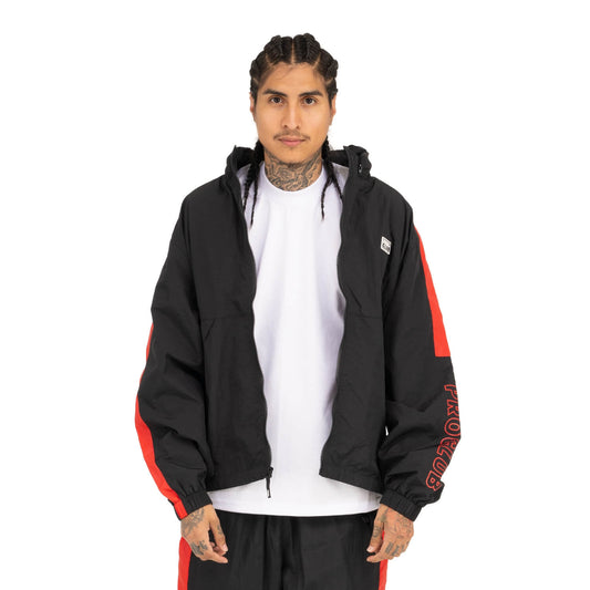 Pro Club Full Court Windbreaker Jacket - Black/Red