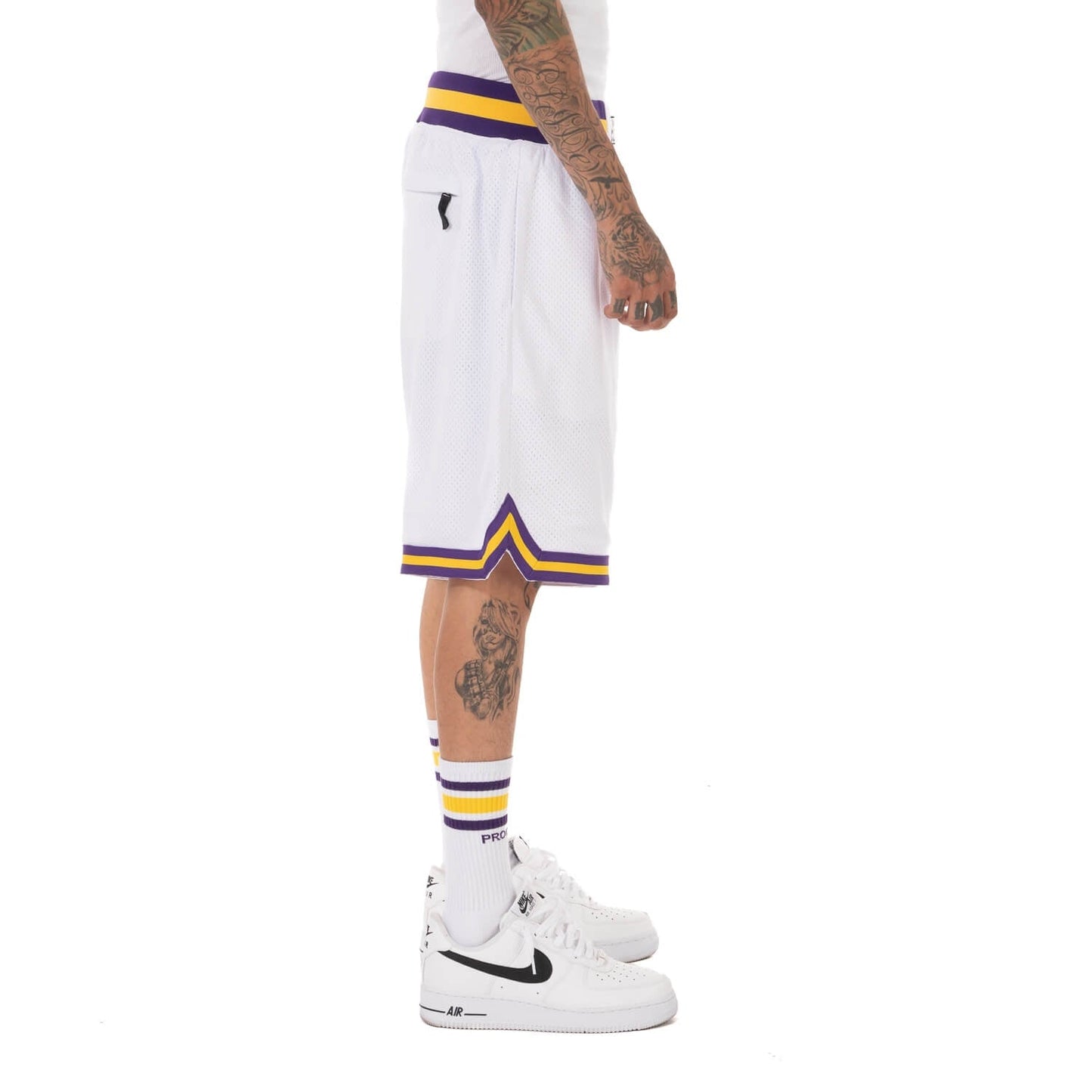 Pro Club Classic Basketball Shorts - White/Purple